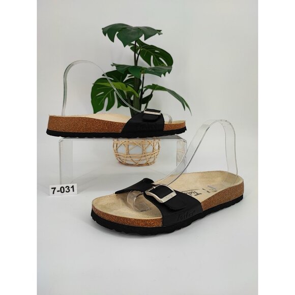 Birkenstock Shoes - Tula by Birkenstock Women's Madrid Black Leather Slide Sandals Size 7.5 US